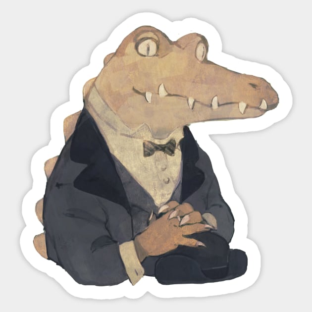 Crocodile gentleman Sticker by rt0no